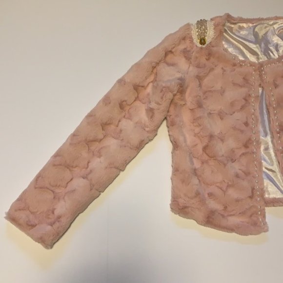 Handmade Bedazzled Pink Minky Blazer - Women’s Size XS - Picture 5 of 12
